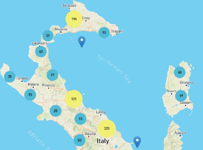 mappa sud italia